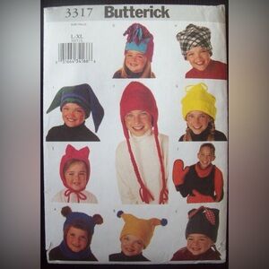 Butterick Pattern 3317 
Unisex Hat & Scarf 
Sizes L and XL 
Uncut FF NOS